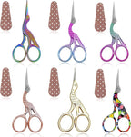 BIHRTC Little Scissors - 3.6inch Cross Stitch Scissors with Leather Cover and Stainless Steel Crane Design for Embroidery, Sewing, Crafting, Art Work, Needlework