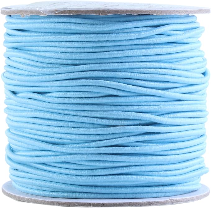 KONMAY 1.5mm Elastic Beading String, 65 Yards Blue Elastic Stretchy Cord for Jewelry Making, Necklace and Crafting