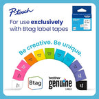 Brother P-Touch PT-N20 Personal Desktop Label Maker, Portable, Handheld and Prints, P-Touch Btag ~½” (12mm) Wide Color Personalized Label Tapes (Pack of 3)