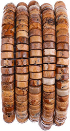 Natural Brown Picture Jasper Spacer Beads Caps Loose Semi Gemstone for Beading Jewelry Making 6mmx3mm 38cm