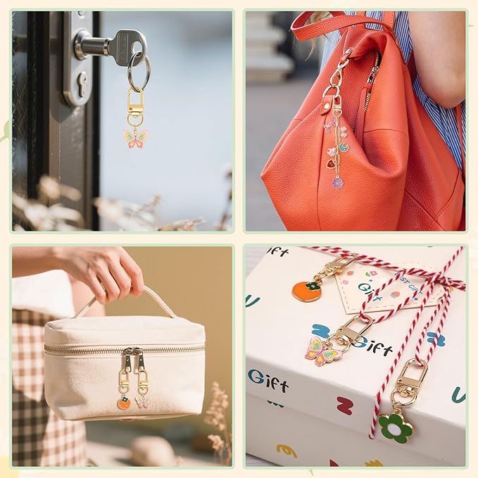 AUGSUN 189Pcs Keychain Making Kit, Charm Jewelry Chain Making Crafts Including 60 Charms 12 Keychain Clips Hooks 15 Extender Chains 100 Jump Ring and Jewelry Plier for Crafts Accessories