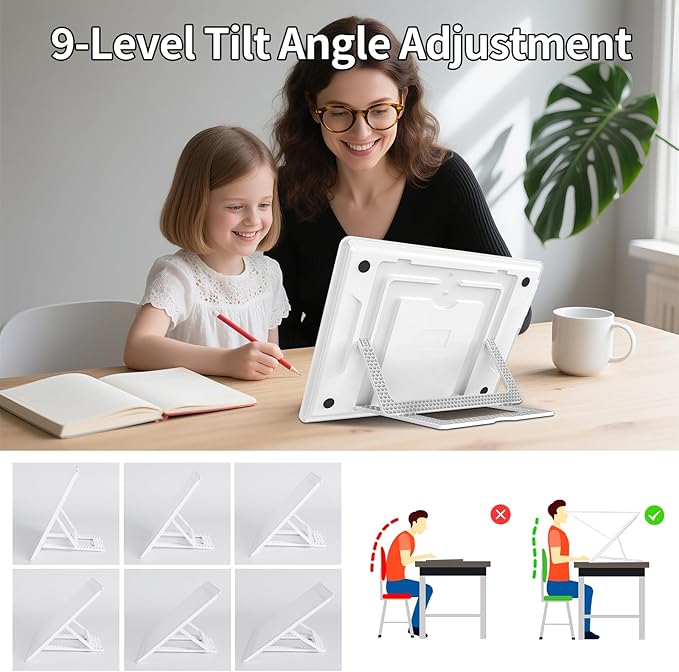 TOHETO Rechargeable A4 Light Board with Stand, Super Bright Magnetic Light Pad with Side Buttons, Wireless Light Box for Tracing and Drawing, Cordless LED Light Table for Diamond Painting White