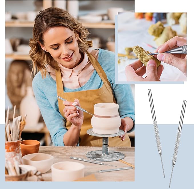 Outus 16 Pieces Clay Needle Tools Ceramic Detail Pottery Sculpture Needle Detail Modeling Clay Tool Kit