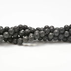 NCB 100pcs Genuine Gemstone Loose Beads 6mm Natural Stone Beads Round Real Energy Stones for DIY Jewelry Making Bracelet Necklace, Stretch Unisex (Black Volcanic Lava, 6mm 100Beads)