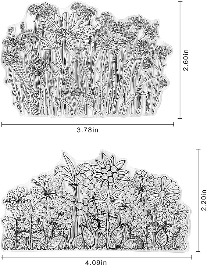 Flowers Leaves Background Clear Stamps for Card Making Paper Craft, Plants Sunflower Flower Branch Clear Silicone Reusable Seal Stamps for Holiday Card Making Decoration and DIY Scrapbooking
