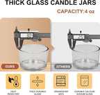 Thick Candle Jars for Making Candles 16 Pcs, 4 OZ Empty Jars with Wood Lids for Candle Making, Sample Container - Dishwasher Safe,Clear Gray