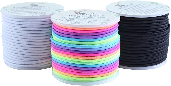KONMAY 2.0mm Stretchy Bracelet String, 60 Yards Durable Mixed Elastic Cord for Jewelry Making, Beading, Necklaces, DIY Crafts, and Sewing Projects