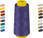 1800 Yards Deep Purple Thread, All Purpose Sewing Machine Threads, Serger Thread Cones，Polyesterthread 40s/2 for Serger&Overlock, Quilting, Piecing, Sewing Machine