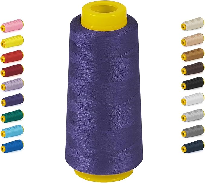 1800 Yards Deep Purple Thread, All Purpose Sewing Machine Threads, Serger Thread Cones，Polyesterthread 40s/2 for Serger&Overlock, Quilting, Piecing, Sewing Machine