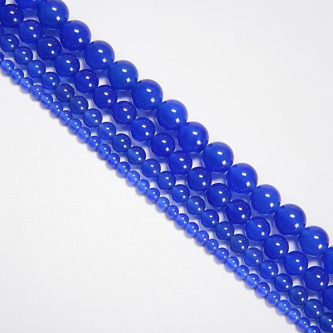 NCB 6mm Original Blue Agate Loose Semi Precious Beads Round Smooth Gemstones SpacerBeads for Jewelry Making 100PCS (6mm 100Beads, Blue Agate)