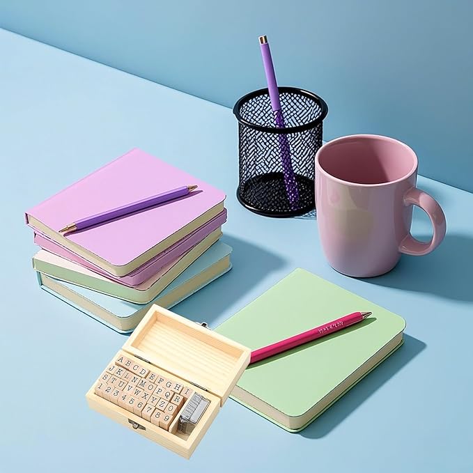 36Pcs Wooden Rubber Stamps Number Letter Alphabet Stamps Mini Cute DIY Stamps Set for Craft Decorating Scrapbooking and Wedding Invitation Cards (36pcs B)