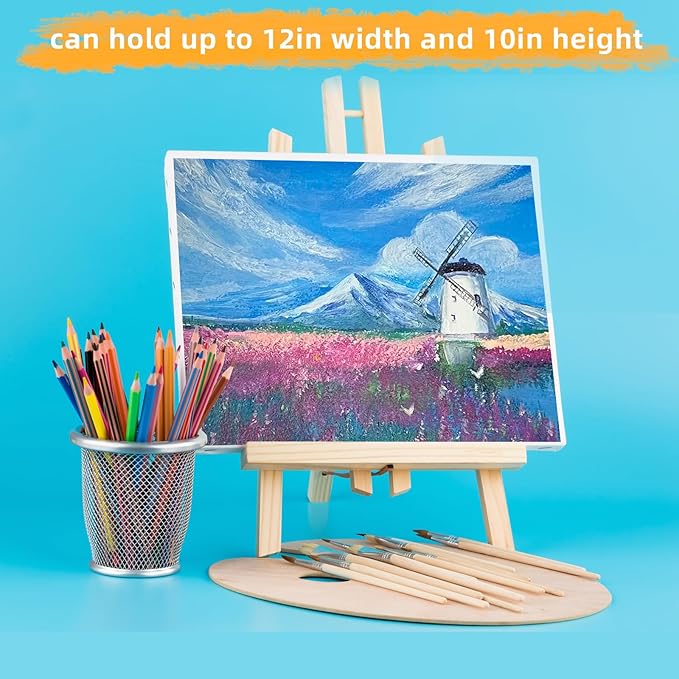 10 Pack 11.8" Wooden Easel, Easel Stand for Painting, Tabletop Easel for Artist/Students/Beginners, Portable Canvas Photo Picture Sign Holder