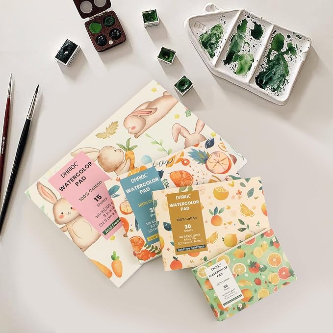 Watercolor Paper Pad, 30 Sheets, 3.5x5.5”, 100% Cotton Paper, Glue Bound, 140LB/300GSM Cold Pressed Water Color Paper for Watercolor Drawing, Mixed Media, Art Journaling (3.5x5.5 Inch)