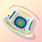 Noocro Crochet Kit for Beginners or Intermediate Level, Fuzzy Granny Square Bucket Hat, Step by Step Video Tutorial, Detailed Instruction Complete Kit Craft Supplies Holiday Gift (Ocean Blue)