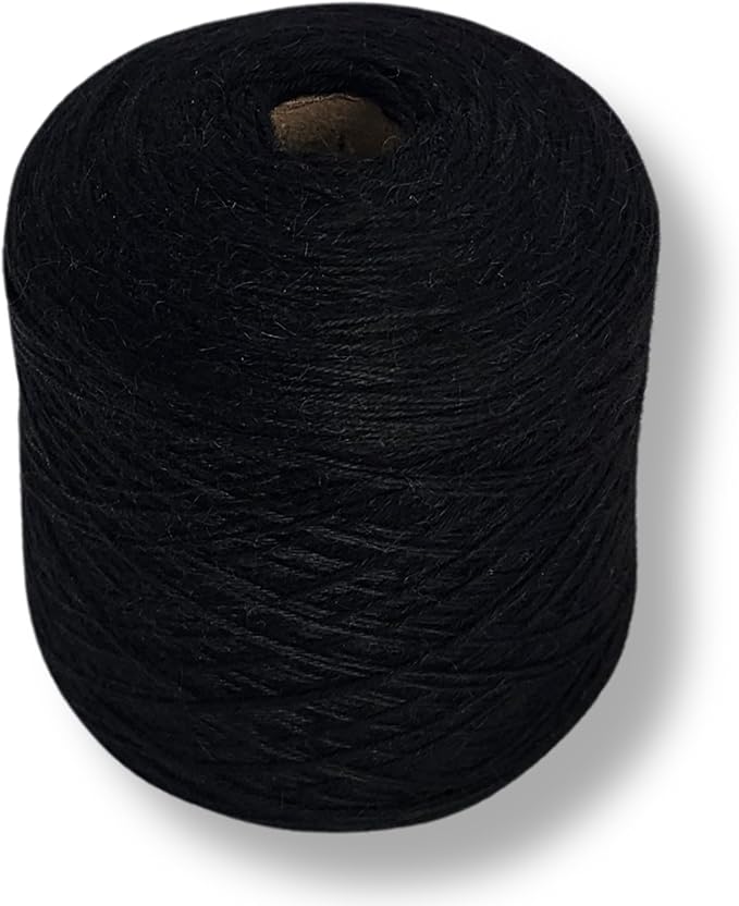 100% Baby Alpaca Yarn for Knitting & Crocheting - 1 Yarn Cone of Premium Yarn DK - Lightweight, Hypoallergenic & Thermal Peru Made - Ideal for Delicate Projects (N050 - Black)