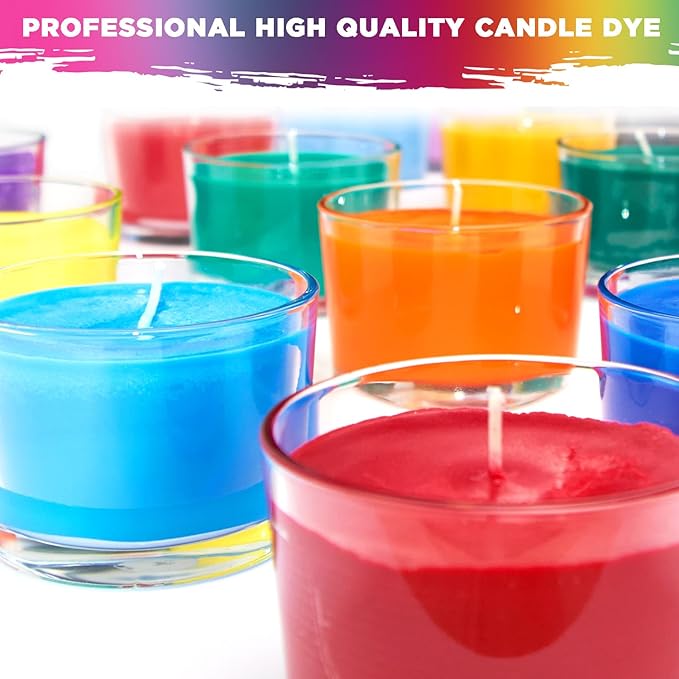 Liquid Candle Wax Dye for Soy Candle Making - 16 Popular Candle Dye Coloring Chips - Premium Liquid Candle Wax Coloring - Highly Concentrated Candle Colors