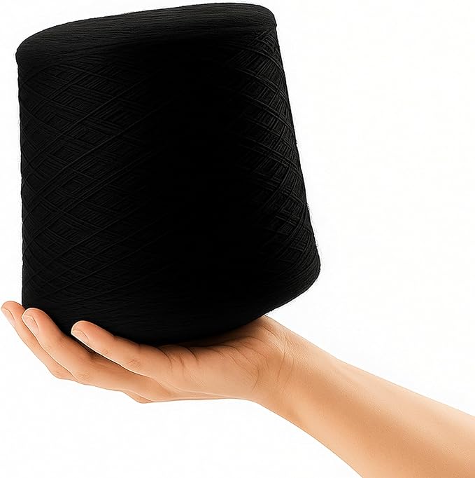 100% Baby Alpaca Yarn for Knitting & Crocheting - 1 Yarn Cone of Premium Yarn DK - Lightweight, Hypoallergenic & Thermal Peru Made - Ideal for Delicate Projects (N050 - Black)