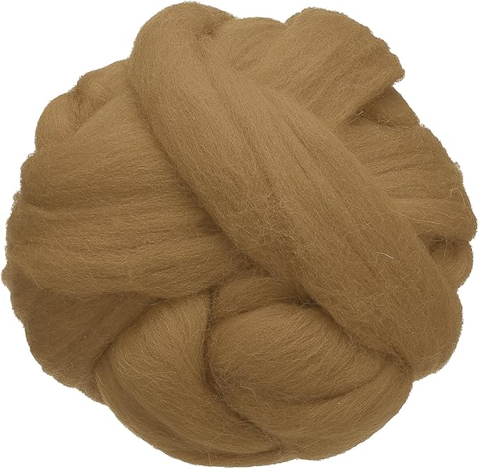uxcell 3.53oz Wool Roving Yarn, Needle Felting Wool Fiber DIY Craft Needle Wet Felting Supplies for Blending Weaving Handcrafts, Coffee