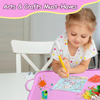 Silicone Craft Station Mat for Kids, Large Silicone Art Mat With Handle, Raised Edges for Painting, Jewelry-Making & Crafts - 26x16in, Pink