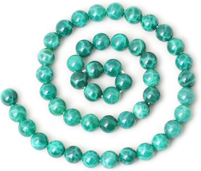 45PCS 8mm Natural Peacock Vein Agate Gemstone Round Loose Beads for Jewelry Making Jewelry Design1 Strand 15"