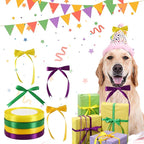 DECYOOL Mardi Gras Satin Ribbons, 4 Rolls 100 Yards Each - 10mm Wide Green, Purple, Yellow - Craft Ribbons for Gift Wrapping & Carnival Decoration