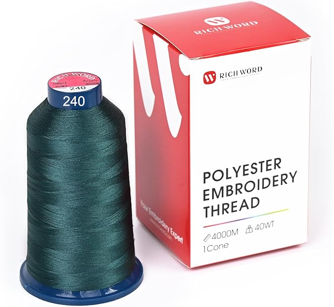 Richword Selected Green Embroidery Thread 4000M(4374Y) 40WT Polyester Thread 100 Colors Selected for Commercial Multi Needles and Single Needle Embroidery Machine 0240