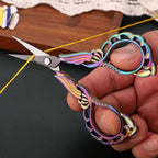 Embroidery Scissors W/Cover Sharp Tip Sewing Crafting Scissor for Needlework Threading Craft Artwork DIY Tools, Vintage Rainbow Mini Shears