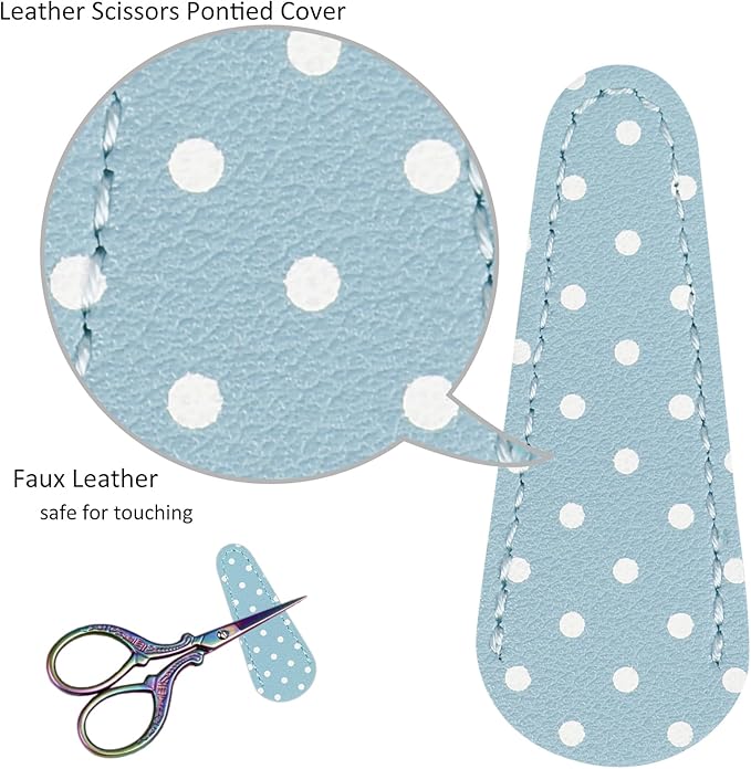 BIHRTC Small Craft Scissors 3.6inch Rainbow Scissors with Leather Cover Stainless Steel Sharp Tip Shears for Cross Stitch Sewing Crafting Art Work Threading Needlework Knitting