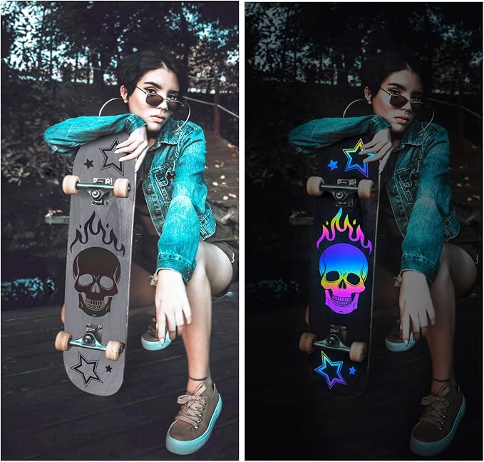 TECKWRAP Black Holographic Reflective Adhesive Vinyl Flashlight Sensitive Vinyl for DIY Craft Cutters, Signs, Scrapbooking, 1ftx5ft, Black