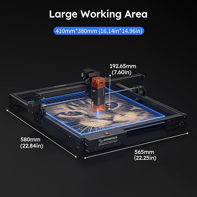 ATOMSTACK A5 Pro V2 5W Laser Engraving Machine, Laser Cutter for Beginners, 400 mm/s and with 400 x 400 mm Working Area, for Leather, Ceramic, Dark Acrylic, Coated Metal, Stainless Steel etc.