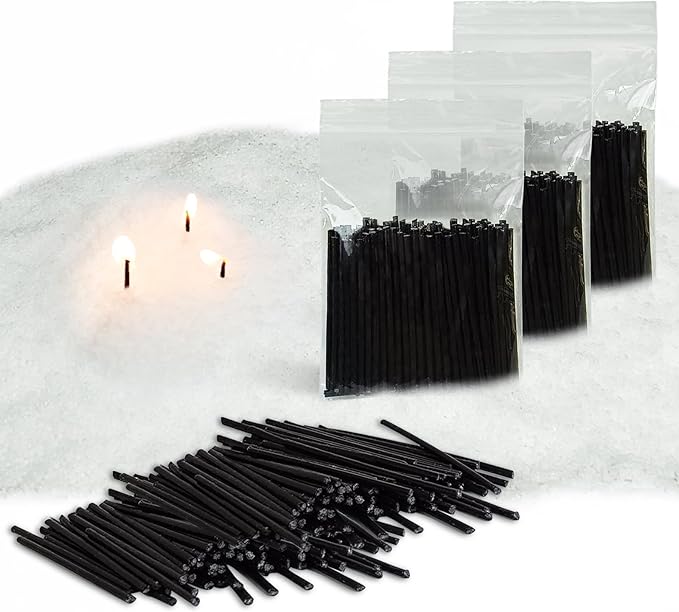 300-Pack Pearled Candle Cotton Wicks for Sand Candles Making - 2 Inch MANNYCOM Metal-Free and Lead-Free Refill Sand Wax Wick for Making DIY (Black)