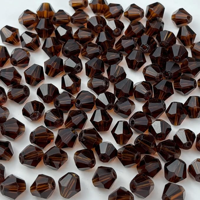 200pcs 6mm Bicone Glass Crystal Beads for Jewelry Making, Faceted Bicone Glass Spacer Beads for Bracelet Earring Necklace DIY Craft(Dark Amber)