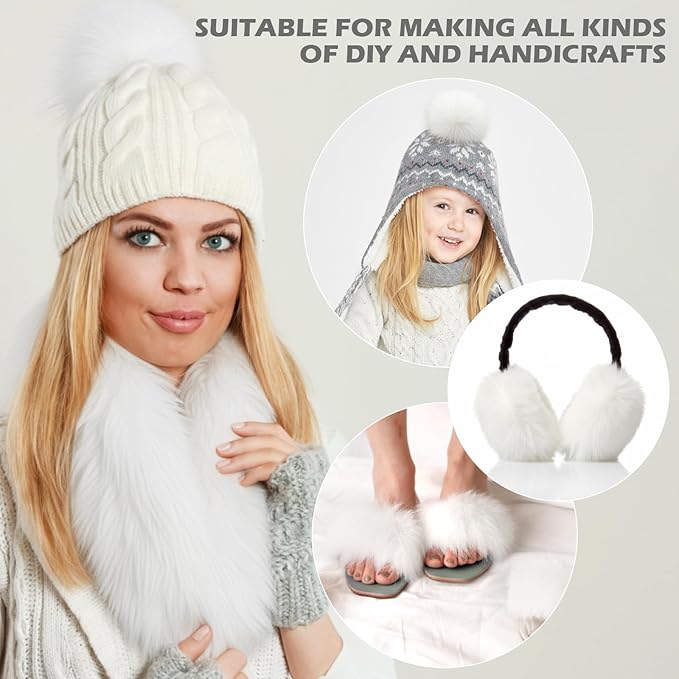 Tatuo 6 x 60 Inch White Faux Fur Fabric Halloween Fluffy Fuzzy Craft Fake Fur Cuts Shaggy Synthetic Plush Patch Sewing DIY Winter Christmas Costume Gnome Beard Miniature Dolls Rugs Mat Gift