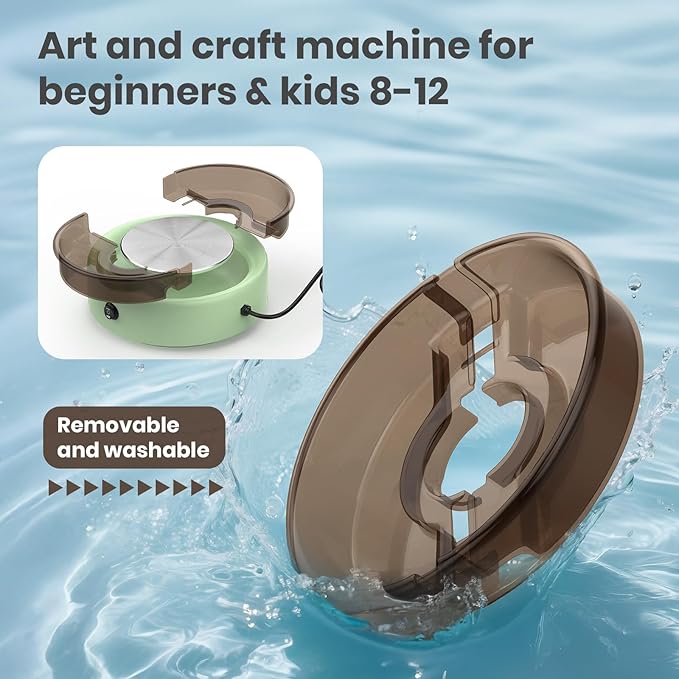 Skirfy Mini Pottery Wheel for Beginners Adults 9.5"Ceramic Machine for Kids Art Craft Glow in Dark Kits 2.2LB Air-Dry Clay,Carving Tools Adjustable Speed,Home Decor DIY Projects Birthday Gift