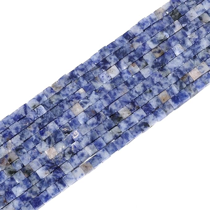 Natural Blue Sodalite Square Stone Beads 4x4mm 85pcs Cube Loose Semi Gemstone Beads for Jewelry Making Design