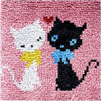 Numptain Latch Hook Kits for Kids,DIY Rug Crafts Cat Pattern Color Printed Canvas,Latch Hook Kits for Beginners Handmade Needlework Crafts Home Decoration,12"x12"