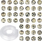 Natural Stone Genuine Stones DIY Dalmation Jasper Round Beads 8mm 100pcs Beading Loose Gemstone Hole Size 1mm Charm Smooth Beads for Bracelets Necklaces Earrings (Dalmation Jasper 8mm)