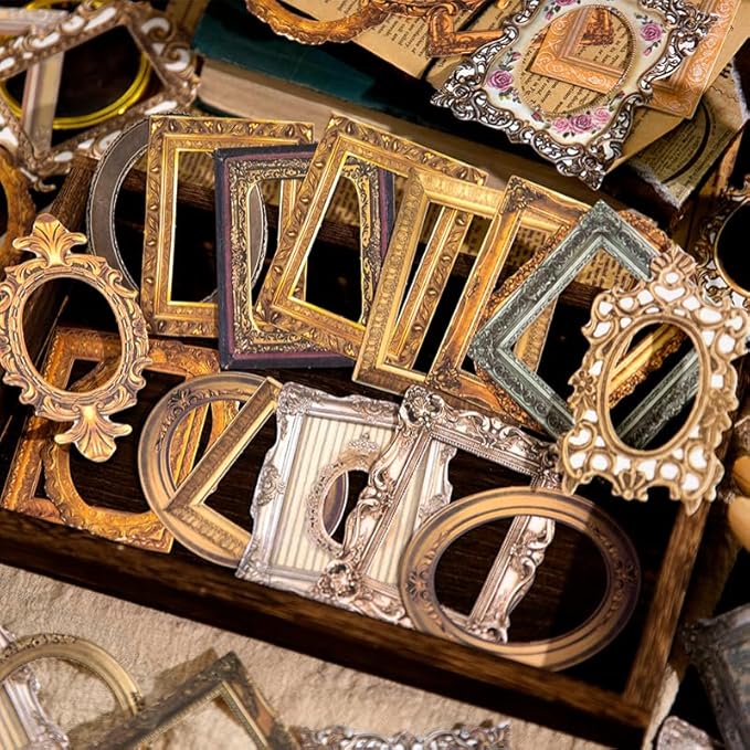 30Pcs Vintage Scrapbook Paper Photo Frame for Scrapbooking Junk Journal Collage Diary Embellishment DIY Photo Album DIY Craft Decoration, 10 Patterns (YSDC4)