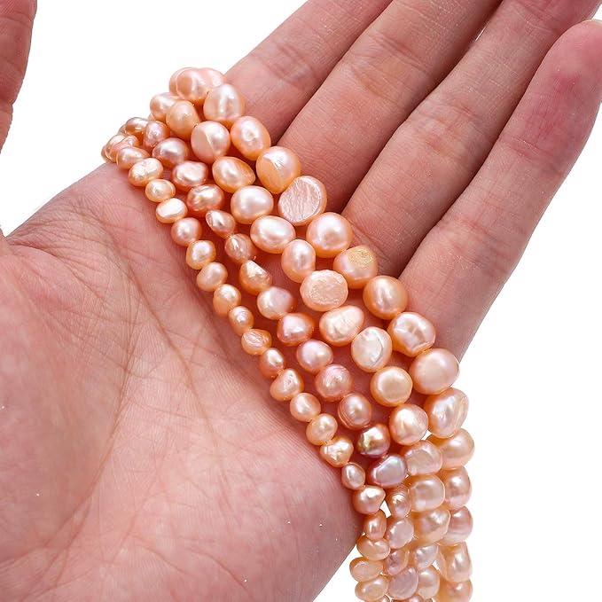 Natural Pearl Beads Side Hole 4-5mm Pink Freshwater Cultured Loose Gemstone Beads for DIY Jewelry Making 13.8''/Strand