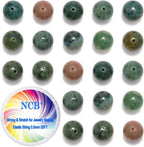 NCB 100pcs Original Natural Stone Beads Gemstone Round Loose Beads 6mm 8mm 10mm (Indian Agate, 10mm 100Beads)