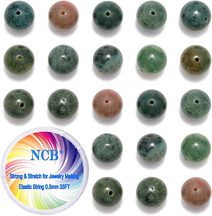 NCB 200pcs 4mm Indian Agate Loose Beads for Jewelry Making, Natural Semi Precious Beads Round Smooth Gemstones Spacer Beads Charms for Necklaces Bracelets (Indian Agate, 4mm 200Beads)