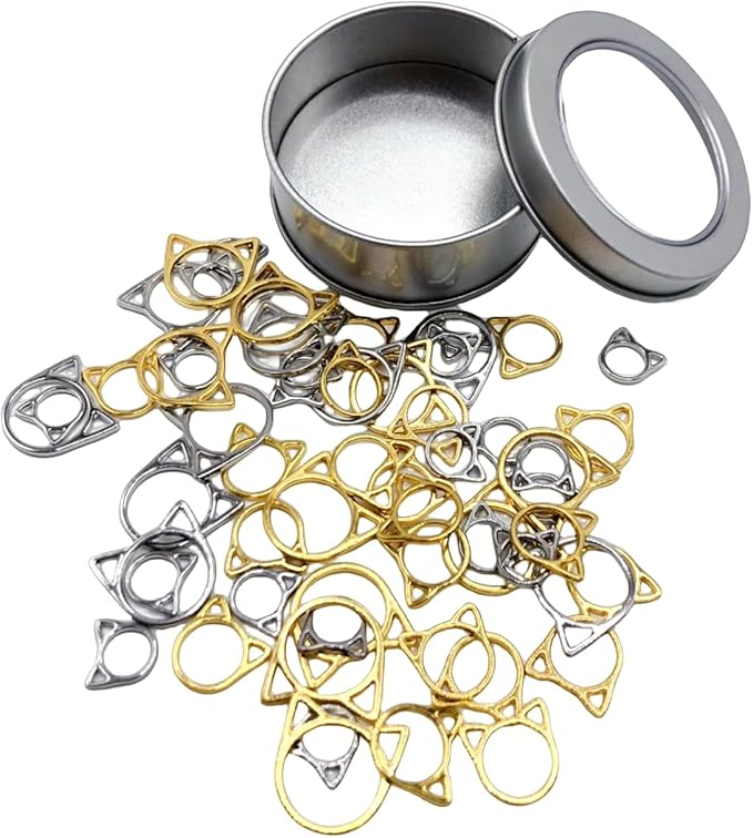 Hilsayum 30PCS Cat Stitch Marker Knitting Stitch Markers Metal Crochet Markers Ring Crocheting Accessories for Weaving, Handmade Crafts