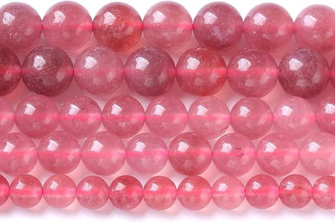 6MM 60PCS Natural Strawberry Quartz Crystal Jade Spacer Loose Beads for Jewelry Making DIY Bracelet Necklace