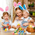 Qilery 24 Set 4 x 4 Inch Mini Canvas Panels and Easel Painting Kit, 12 Colors Acrylic Strips Palettes Brush, Art Set for Kids Oil Paint Crafts Birthday Party Favors