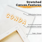 CONDA Mini Stretched Canvas for Painting, 3x3 Inch 24 Packs of Small Canvases for Kids and Art Supplies, 100% Cotton Primed Canvas, 2/5 Inch Profile Value Bulk Pack for Acrylics, Oils Painting