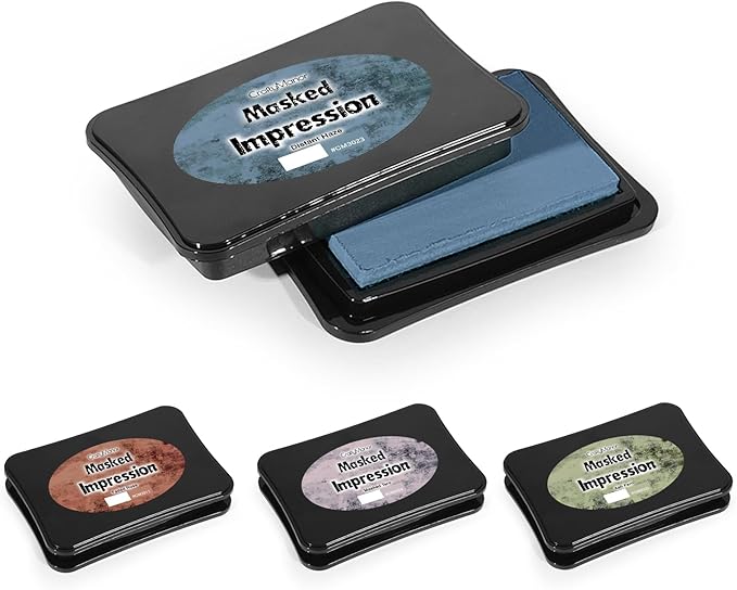 CraftyManor Masked Impression Large Ink Pads for Stamps, Water Based Smudge Chalk Stamp Pad for Scrapbooking, Journaling, Card Making, DIY Craft Scrapbook Supplies for Adults (#CM256402)