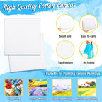 20 Pack Mini Canvas and Easel Set, 5.9 X 5.9 inch Small Painting Canvas Panel with Mini Easel, Mini Canvases with 10 Brushes & 5 Paint Tray,Art Canvases Painting Kit for Birthday Party Favors