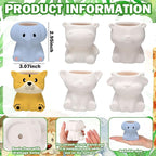 6 Sets Paint Your Own Ceramic Animal Succulent Planters Paintable Animal Ceramic Small DIY Figurines Unpainted Succulent Pots with Drainage Hole for Adults
