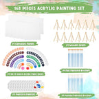 Qilery 24 Set 8 x 8 Inch Canvas Boards and Easel for Painting, Acrylic Paint Strips, Palettes, Brushes, Canvases Painting Kits for Kids Adults Artists Beginners Oil Acrylic Painting Party Favors