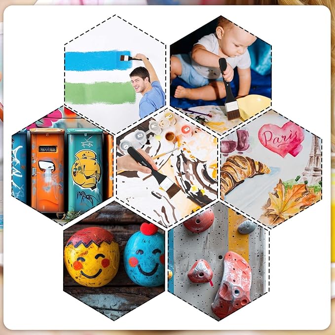 5 Pcs Wide Flat Paint Brushes, Art Brushes for Acrylic Painting Soft Painting Brushes Assorted Sized Craft Brushes Nylon Chip Brushes Artist Varnish Brush Art Paintbrush Sets for Oil Canvas Gesso